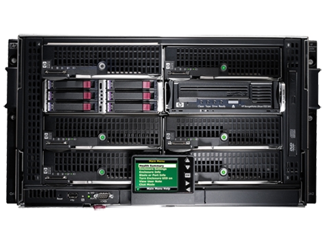 HP BladeSystem c3000 Sin-Phase 6U Platinum Enclosure (up to 8 c-class Blades), incl. 4 AC PS(6up), 6 Fans(full), DVD-drive, Onbrd.Adm, Rail Kit, ROHS, Trial Insight Control License