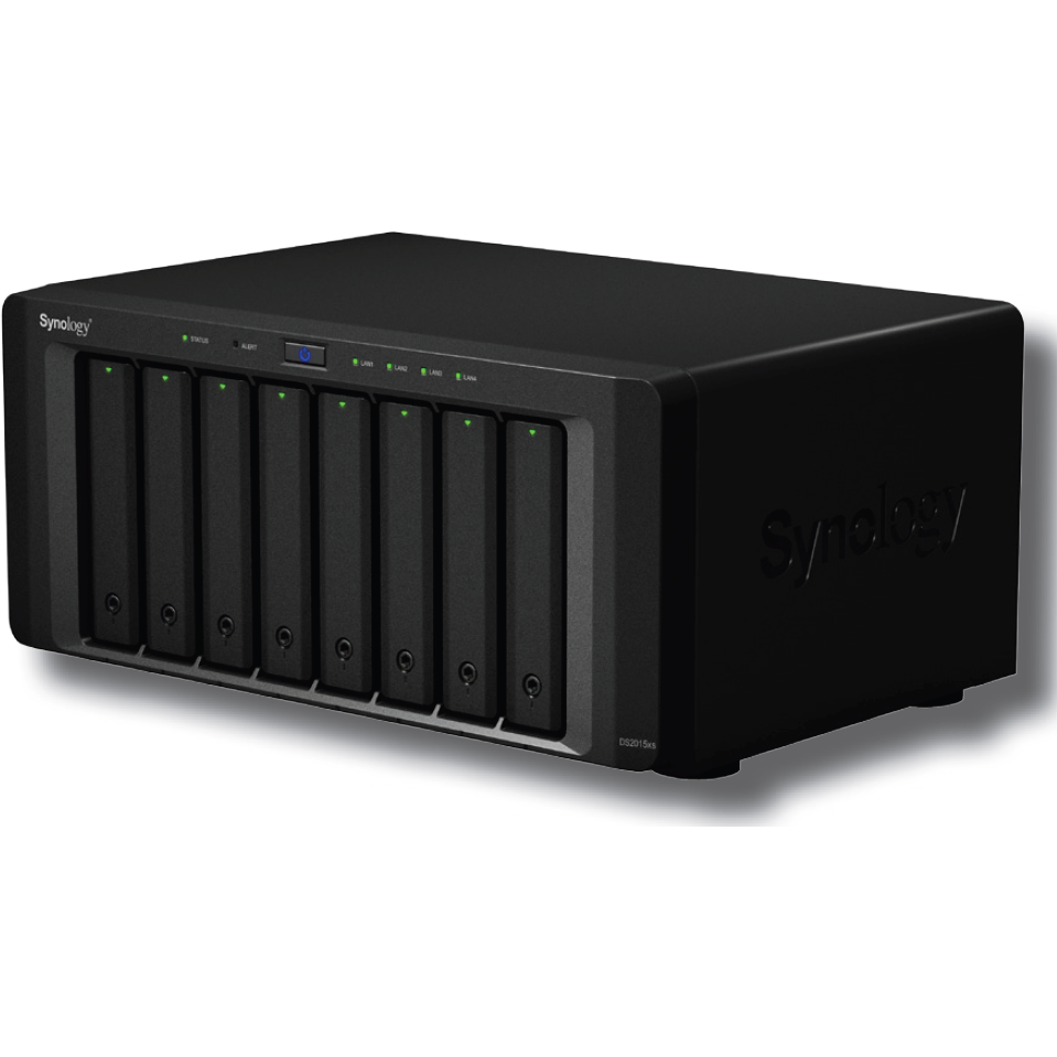 Synology DS2015xs QC1,7GhzCPU/4Gb DDR3/RAID0,1,10,5,5+spare,6/up to 8hot plug HDDs SATA(3,5&Prime; or 2,5&Prime;) (up to 20 with 2xDX1215/6xUSB/2eSATA/2GigEth/iSCSI/2x10GbESFP+/2xIPcam(up to 40)/1xPS